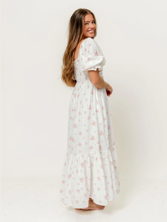 Worth Collective Dresses & Skirts - Livvy 100% Cotton Dress in Off White/Pink Floral (Fully Lined) -Bump Friendly L